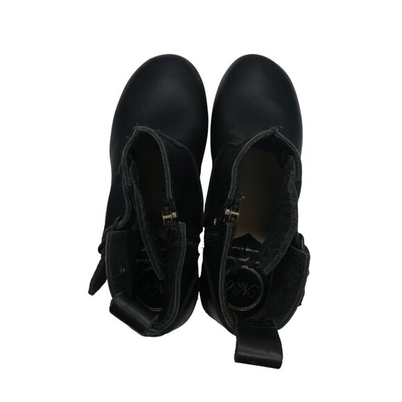 No. 6 Black Leather Wooden Heel Clog Buckle Ankle Boots Womens 38 US 7.5 - Picture 7 of 13